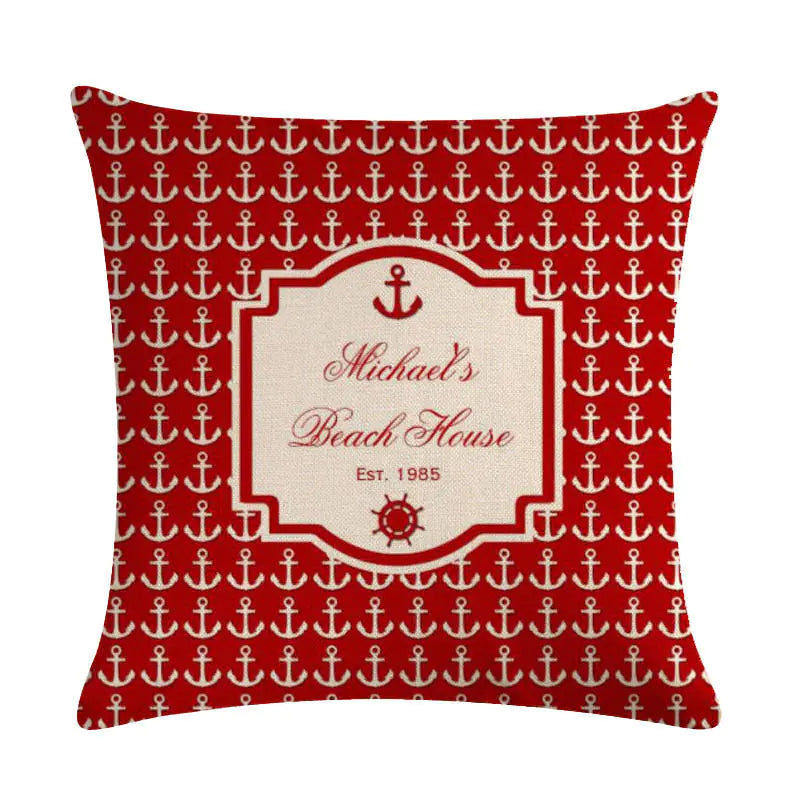 Nautical Anchor Linen Pillow Cover Set