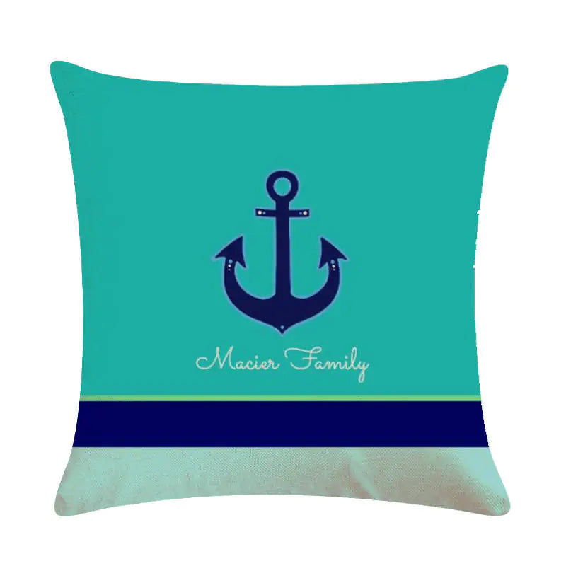 Nautical Anchor Linen Pillow Cover Set