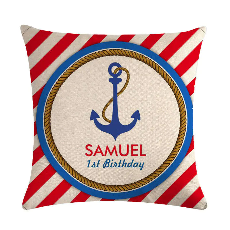 Nautical Anchor Linen Pillow Cover Set