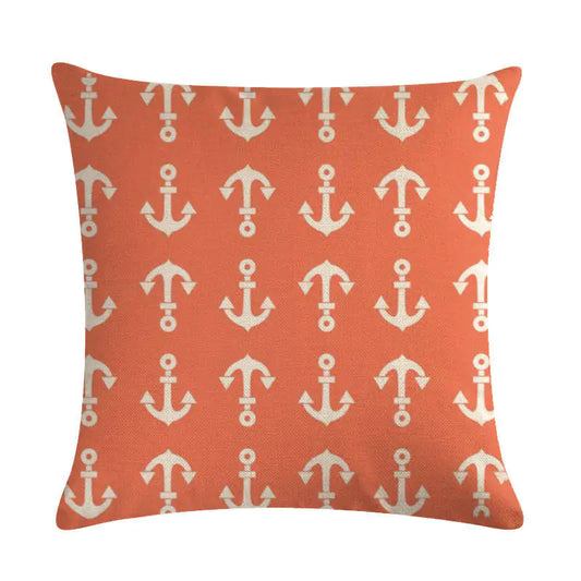 Nautical Anchor Linen Pillow Cover Set